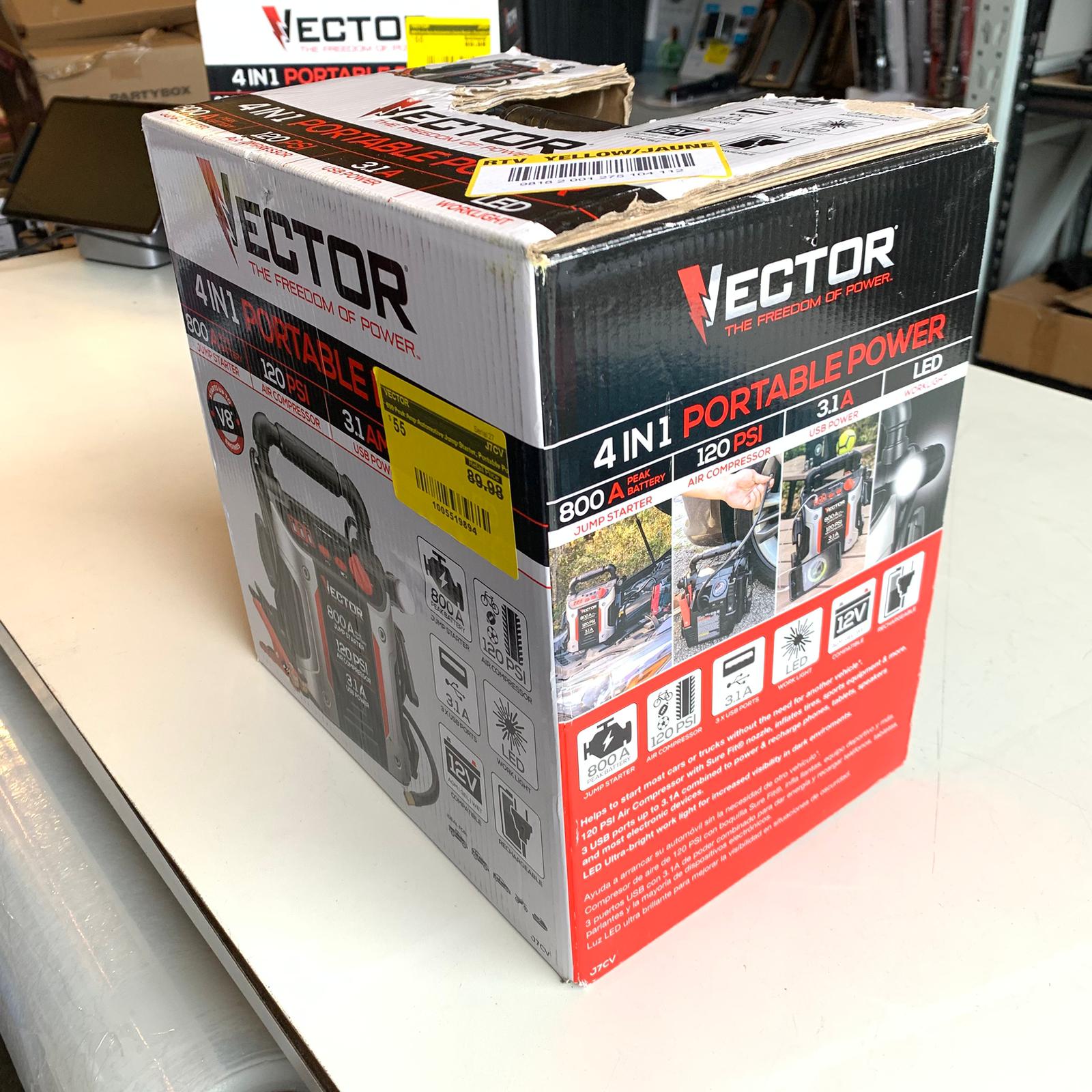 800 Peak Amp Automotive Jump Starter, Portable Power - Triple 15W USB Ports, 120 PSI Air Compressor (J7CV) 800 Peak Amp Automotive Jump Starter, Portable Power - Triple 15W USB Ports, 120 PSI Air Compressor (J7CV)